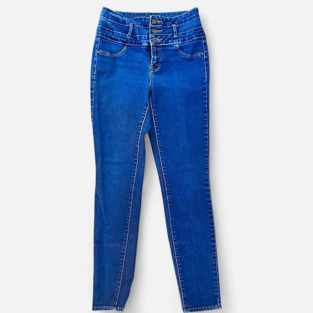 Refuge denim high rise skinny jeans button enclosure